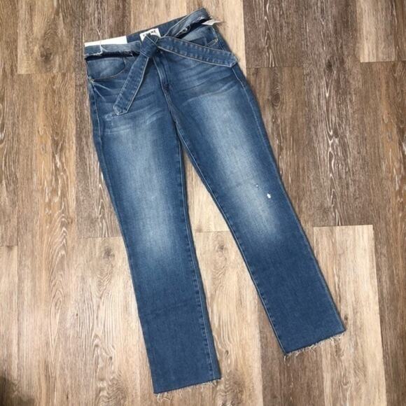 Frame Le High Straight Tie Waist Raw Hem Jeans Size 25 NWOT - Picture 4 of 11